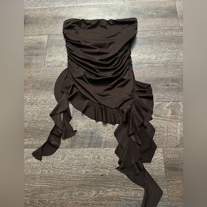 Elegant Brown Strapless Top